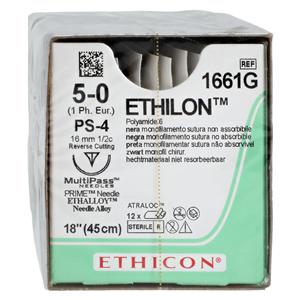 Ethilon Suture 5-0 18" Nylon Monofilament PS-4 Black 12/Bx