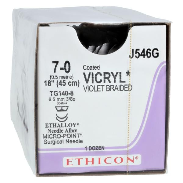 Vicryl Suture 7-0 18" Polyglactin 910 Braid TG140-8/TG140-8 Violet 12/Bx