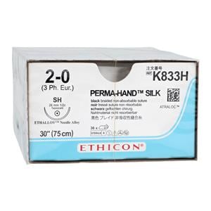 Perma-Hand Suture 2-0 30" Silk Braid SH Black 36/Bx