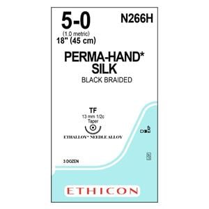 Perma-Hand Suture 5-0 18" Silk Braid TF Black Bx