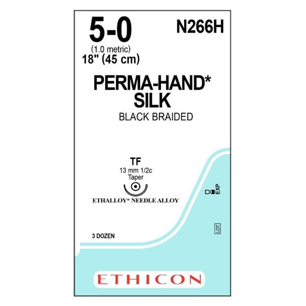 Perma-Hand Suture 5-0 18" Silk Braid TF Black Bx