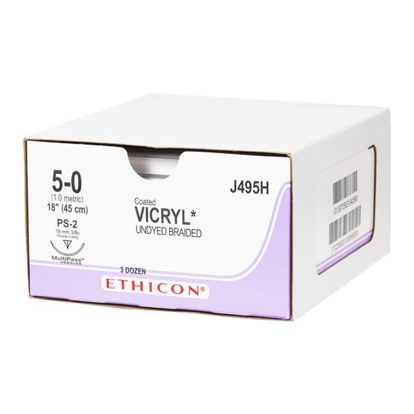 Vicryl Suture 5-0 18" Polyglactin 910 Braid PS-2 Undyed 36/Bx