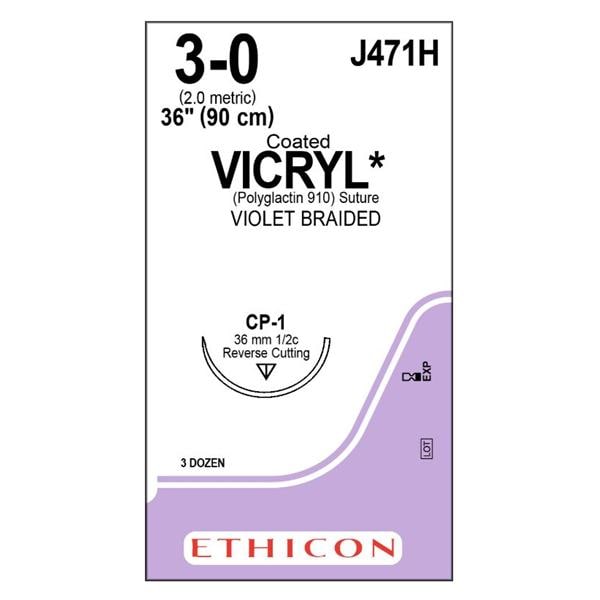 Vicryl Suture 3-0 36" Polyglactin 910 Braid CP-1 Violet 36/Bx