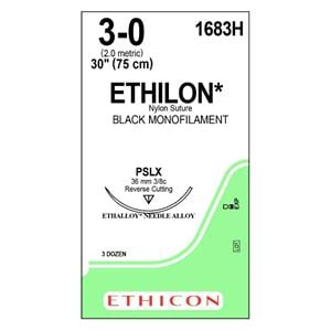 Ethilon Suture 3-0 1x30" Nylon Monofilament PSLX Black 36/Bx