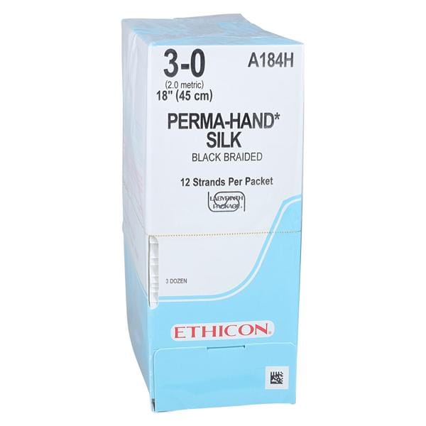 Perma-Hand Suture 3-0 12-18" Silk Braid Black 36/Bx