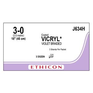 Vicryl Suture 3-0 3-18" Polyglactin 910 Braid Violet 36/Bx