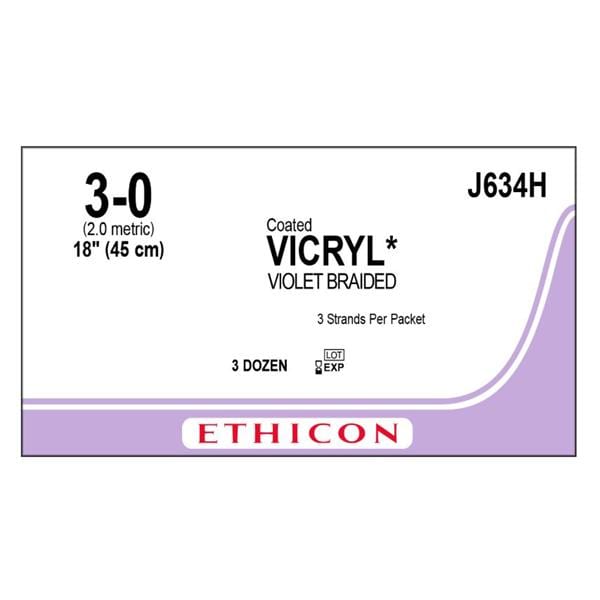 Vicryl Suture 3-0 3-18" Polyglactin 910 Braid Violet 36/Bx