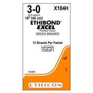 Ethibond Excel Suture 3-0 12-18" Polyester Braid Green 36/Bx