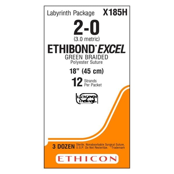 Ethibond Excel Suture 2-0 12-18" Polyester Braid Green 36/Bx