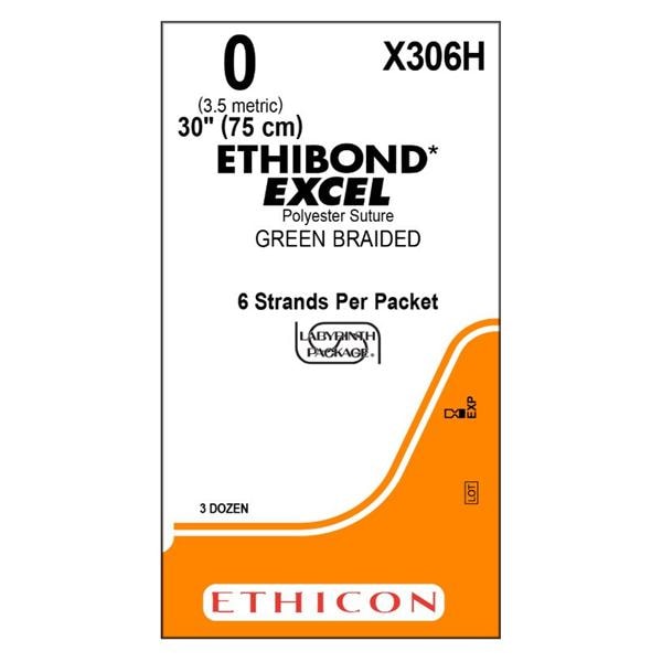 Ethibond Excel Suture 0 6-30" Polyester Braid Green 36/Bx