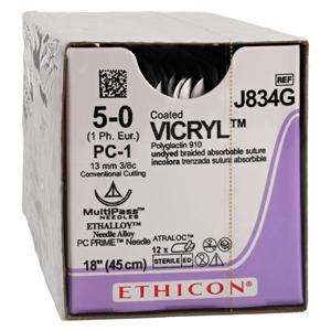 Vicryl Suture 5-0 18" Polyglactin 910 Braid PC-1 Undyed 12/Bx