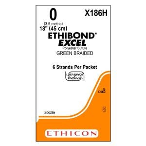 Ethibond Excel Suture 0 6-18" Polyester Braid Green 36/Bx