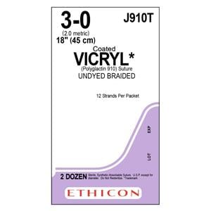 Vicryl Suture 3-0 12-18" Polyglactin 910 Braid Undyed 24/Bx