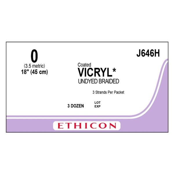 Vicryl Suture 0 3-18" Polyglactin 910 Braid Undyed 36/Bx