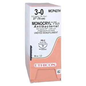 Monocryl Plus Suture 3-0 27" Triclosan/Polyglecaprone 25 Mnflmnt PS2 Undyd 36/Bx