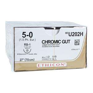 Suture 5-0 27" Chromic Gut Monofilament RB-1 Brown 36/Bx