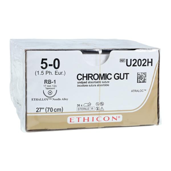 Suture 5-0 27" Chromic Gut Monofilament RB-1 Brown 36/Bx