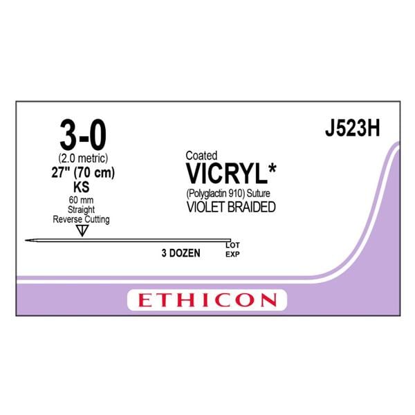 Vicryl Suture 3-0 27" Polyglactin 910 Braid KS Violet Bx