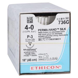 Perma-Hand Suture 4-0 18" Silk Braid C-3 Black 12/Bx