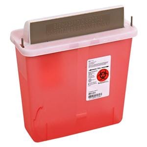 Sharps Container 5qt Transparent Red 4.75x10.75x11" Mlbx Hrzntl Drp PP Ea, 20 EA/CA