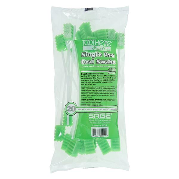 Toothette Plus Oral Swab Disposable Sodium Bicarbonate 20/Bg, 50 BG/CA