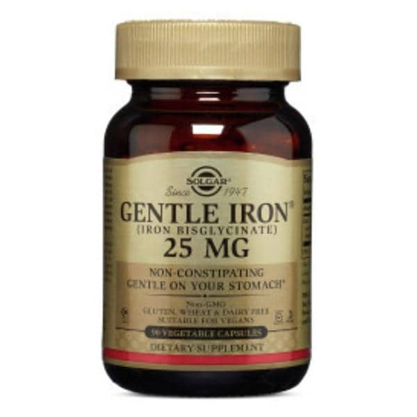 Gentle Iron Supplement Vegicaps Vegetarian/Kosher 25mg Non-Constipating 90/Bt