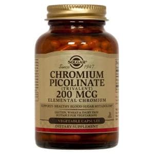 Chromium Picolinate Supplement Vegicaps Vegetarian/Kosher 200mcg 180/Bt