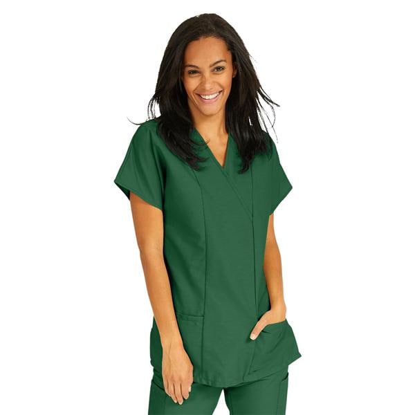 Scrub Shirt V-Neck Tunic 2 Pockets Short Sleeves X-Large Evergreen Ea