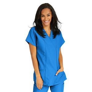 Scrub Shirt V-Neck Tunic 2 Pockets Short Sleeves Small Royal Blue Ea