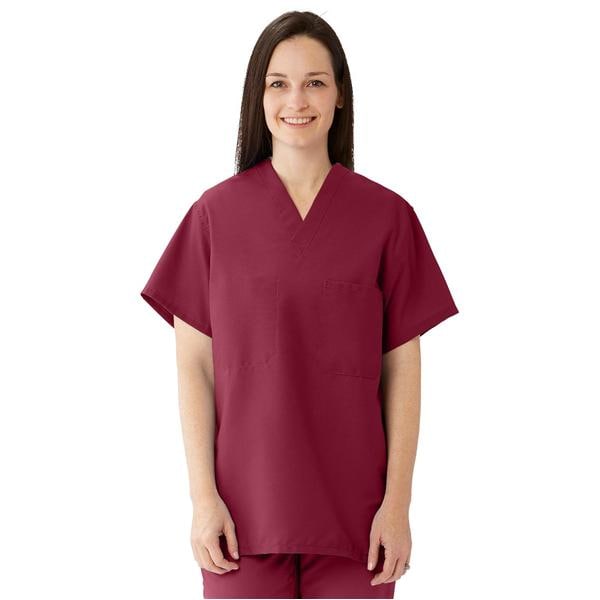 Scrub Shirt 1 Pocket Set-In Sleeves Large Wine Unisex Ea