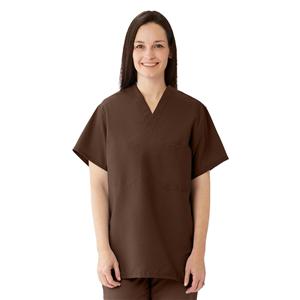 Scrub Shirt 1 Pocket Set-In Sleeves X-Small Brown Unisex Ea