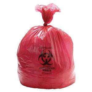 Biohazard Bag 1-1/2mil 17x17" Red Twist Tie Closure LDPE 500/Ca