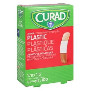 Curad Strip Bandage Plastic .38x1.5" Flesh Sterile 100/Bx