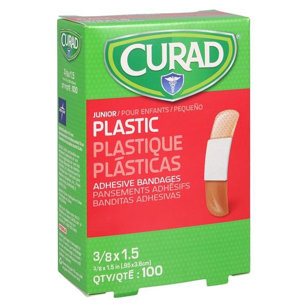 Curad Strip Bandage Plastic .38x1.5" Flesh Sterile 100/Bx