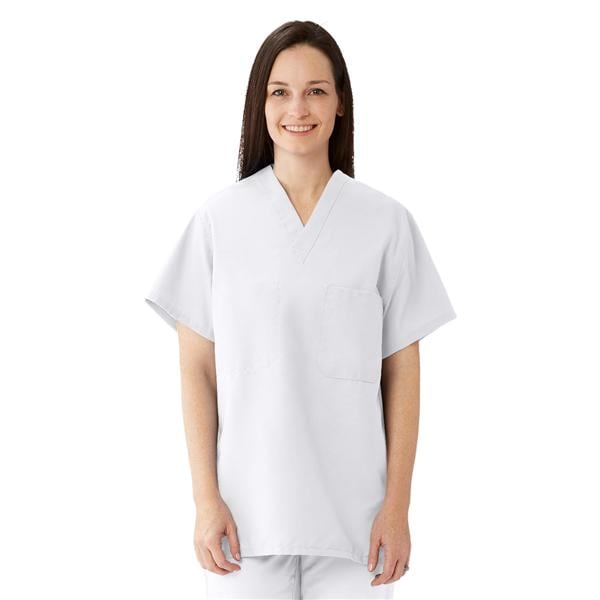 Scrub Shirt 1 Pocket Set-In Sleeves 3X Large White Unisex Ea