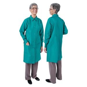 DenLine Protection Plus Lab Coat 3 Pkts Lng Tprd Slves 39 in Large Grn Womens Ea