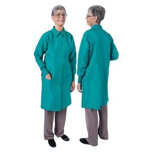 DenLine Protection Plus Lab Coat 3 Pkts Lng Tprd Slves 39 in Small Grn Womens Ea