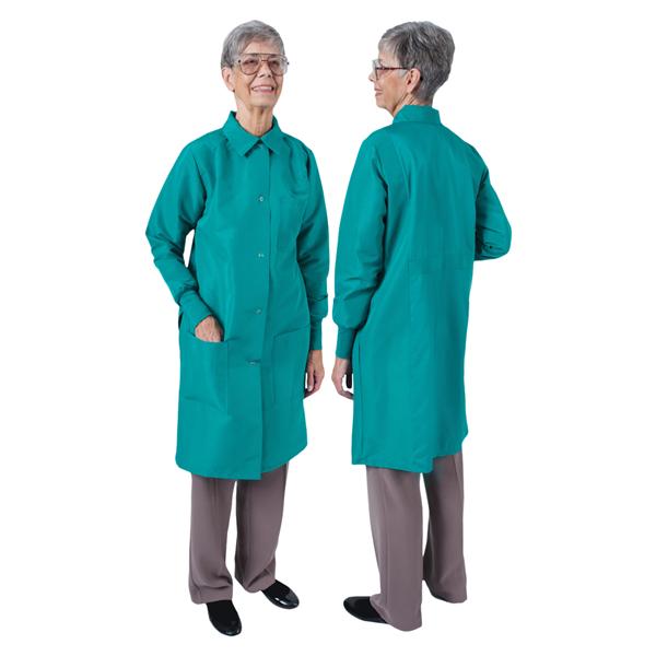 DenLine Protection Plus Lab Coat 3 Pkts Lng Tprd Slves 39" 2XS Grn Womens Ea