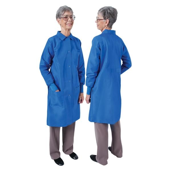 DenLine Protection Plus Lab Coat 3 Pkts Lng Tprd Slves 39 in Large Ryl Womens Ea