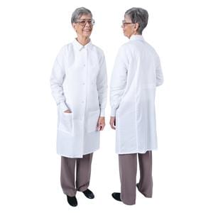 DenLine Protection Plus Lab Coat 3 Pkts Lng Tprd Slves 39 in Large Wt Womens Ea