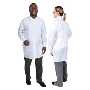 DenLine Protection Plus Mid-Length Jacket 3 Pockets 34 in Small White Unisex Ea