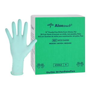 Aloetouch Nitrile Exam Gloves Medium Green Sterile