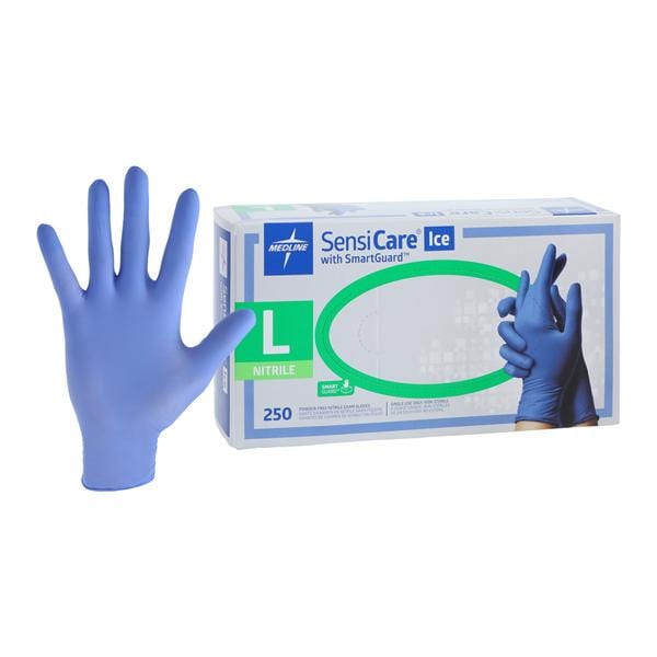 SensiCare Ice Nitrile Exam Gloves Large Ice Blue Non-Sterile