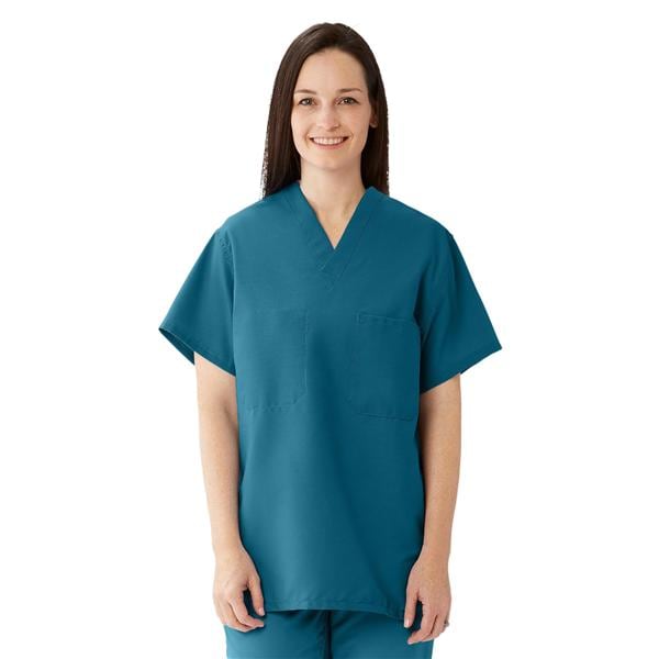 Scrub Shirt 1 Pocket Set-In Sleeves Large Caribbean Blue Unisex Ea