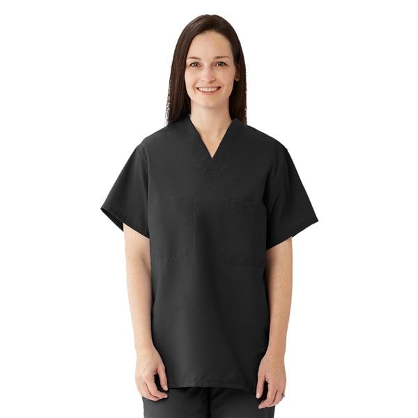 Scrub Shirt 1 Pocket Set-In Sleeves Medium Black Unisex Ea