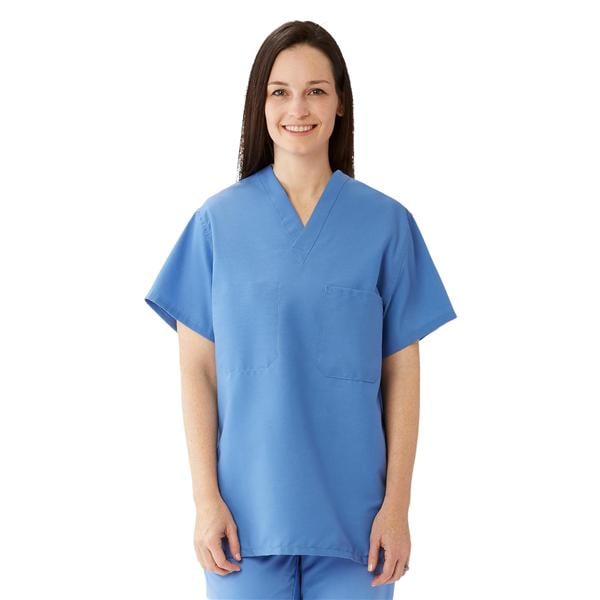 Scrub Shirt 1 Pocket Set-In Sleeves 2X Large Ceil Blue Unisex Ea