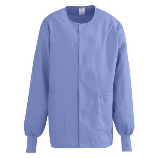 ComfortEase Warm-Up Jacket 2 Pockets Long Sleeves Large Ceil Blue Unisex Ea