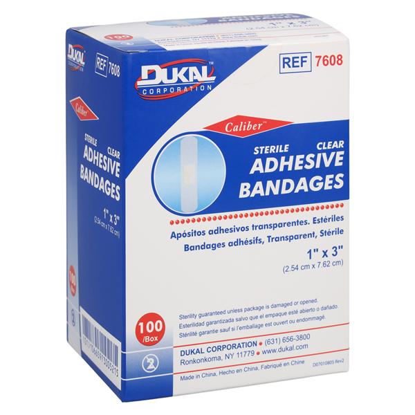 Caliber Adhesive Bandage Sheer 1x3" Sheer Sterile 100/Bx