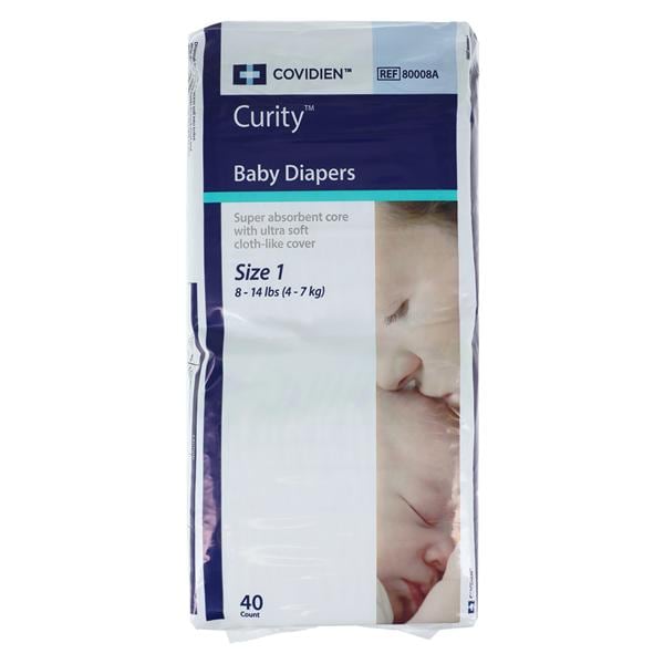 Curity Diaper Baby Heavy Size 1/Small 8-12lb 40/Pk, 8 PK/CA