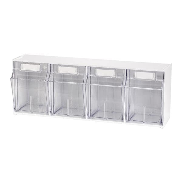 4-Bin Interlocking Tilt Storage System White Ea